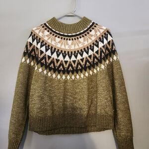Tommy Hilfiger Olive and Tan Patterned Women's Sweater
